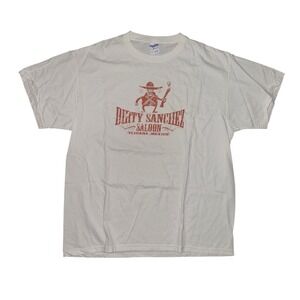Jerzees Mens XL Dirty Sanchez Saloon Tijuana Mexico Graphic T-Shirt Off White